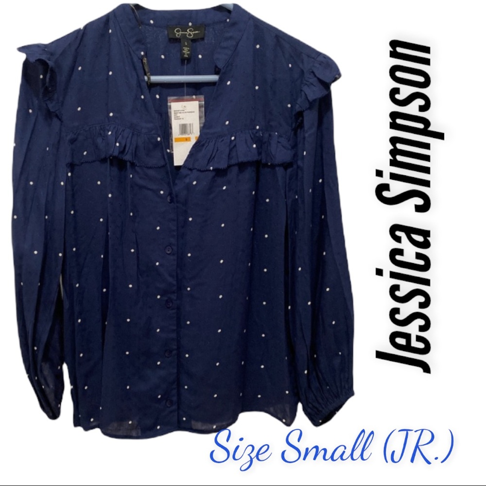 Jessica Simpson Ruffled Button Up Maritime BlueNWT